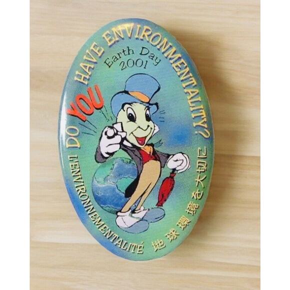New Disney 2001 Earth Day Imagineer Jiminy Cricket Environmentality Pin Button - Picture 1 of 1
